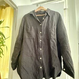 Ilana Kohn Faded Black Linen Swan Shirt